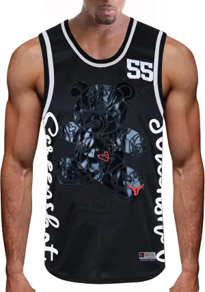 SCREENSHOT Mens Hip-Hop Premium Urban Sreetwear Fashion Jersey Top - NYC Style Basketball Sports Team Color Mesh Tops