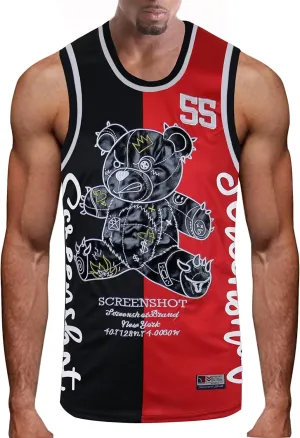SCREENSHOT Mens Hip-Hop Premium Urban Sreetwear Fashion Jersey Top - NYC Style Basketball Sports Team Color Mesh Tops