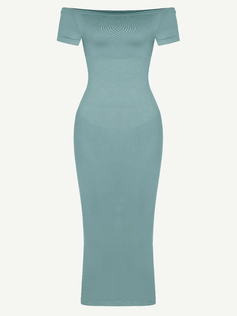 Seamless Off Shoulder Bodycon Shapewear Midi Dress