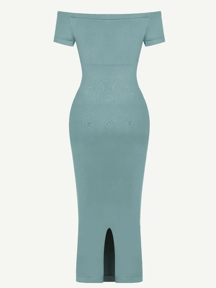 Seamless Off Shoulder Bodycon Shapewear Midi Dress