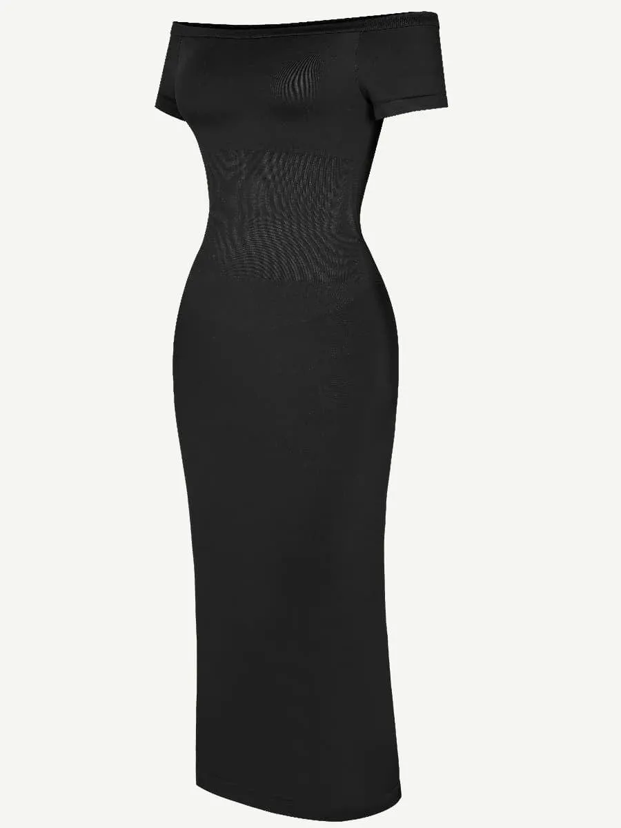 Seamless Off Shoulder Bodycon Shapewear Midi Dress