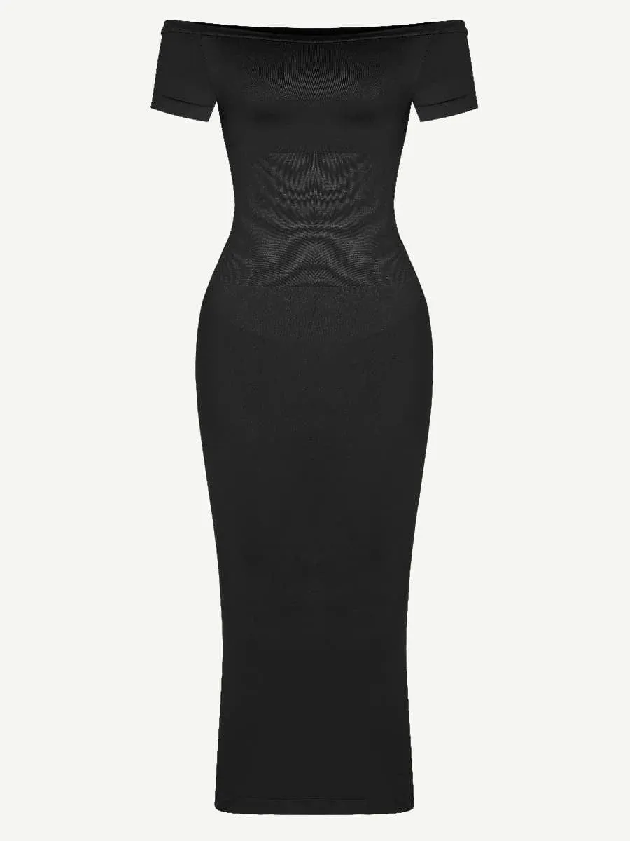 Seamless Off Shoulder Bodycon Shapewear Midi Dress