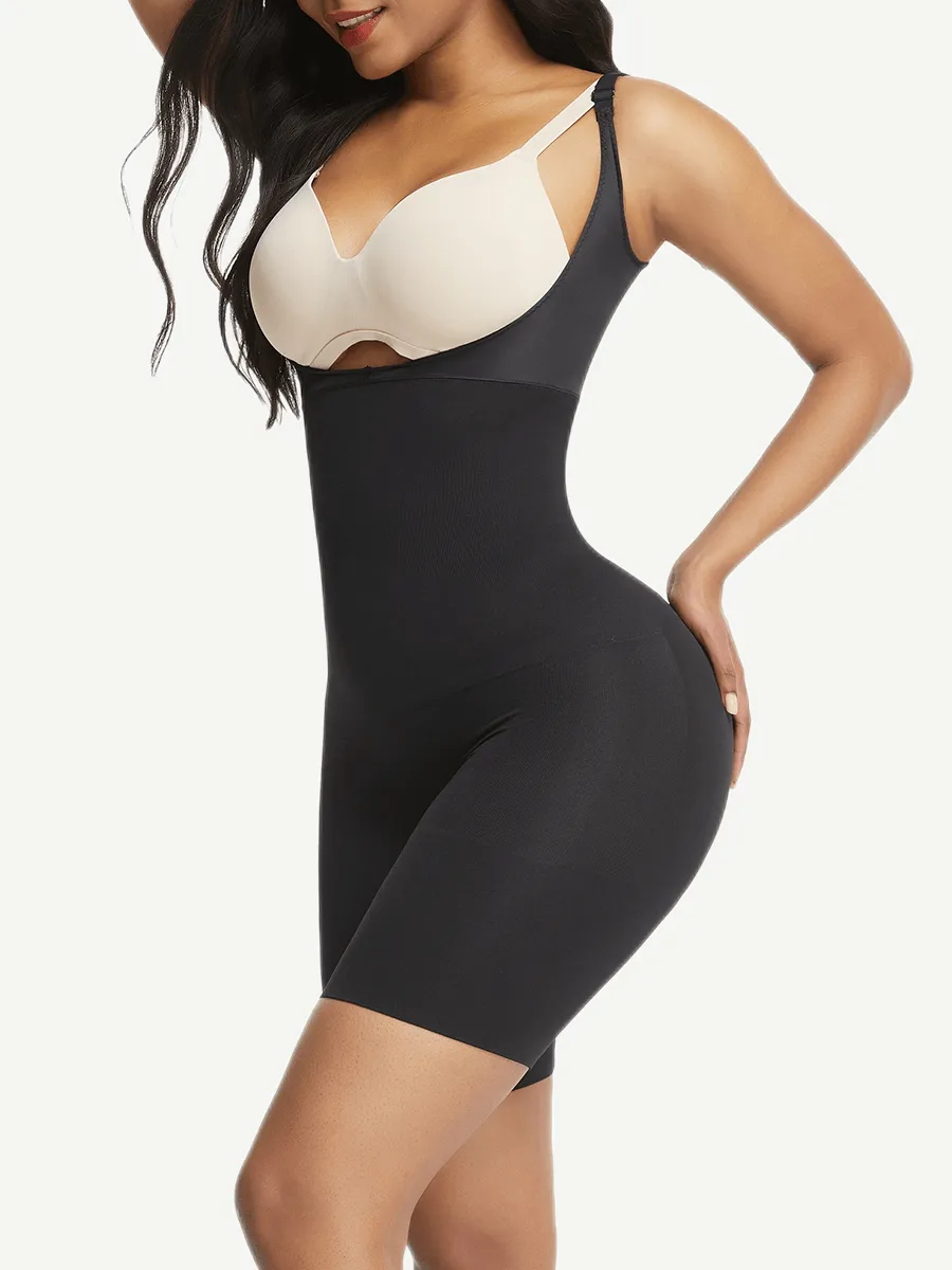 Seamless Open-Bust Mid-Thigh Shapewear