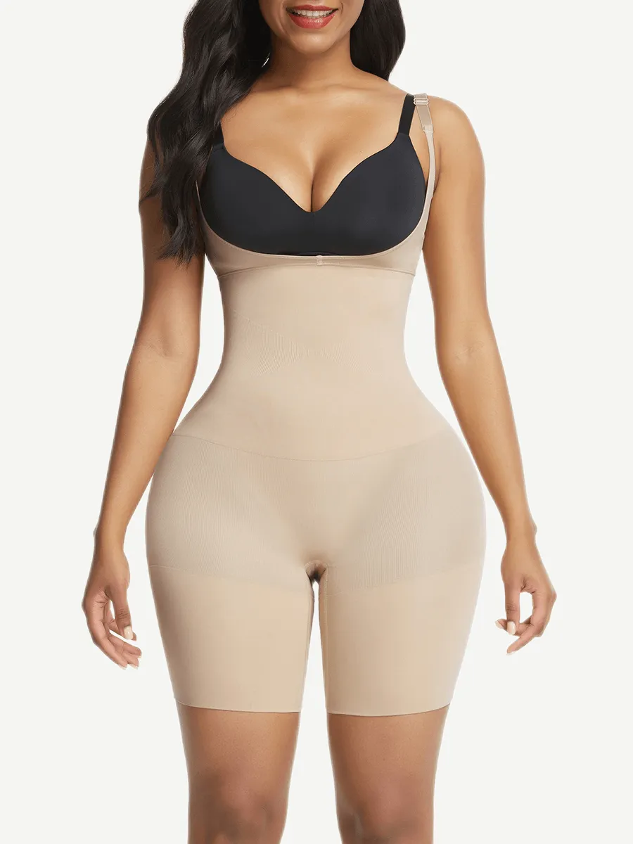 Seamless Open-Bust Mid-Thigh Shapewear