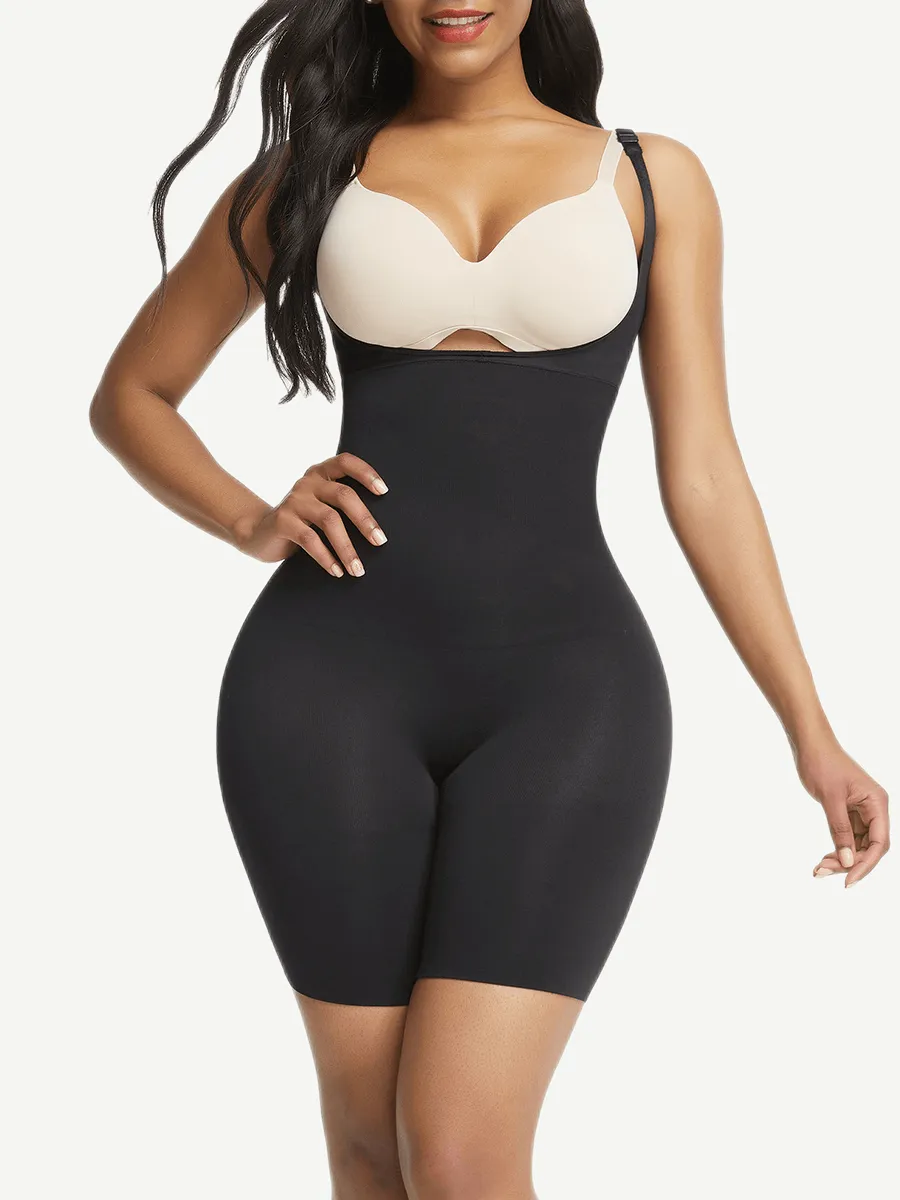 Seamless Open-Bust Mid-Thigh Shapewear
