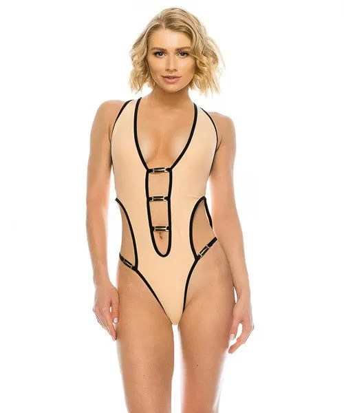 Sexy Cut Out One Piece Two Tone Swimsuits
