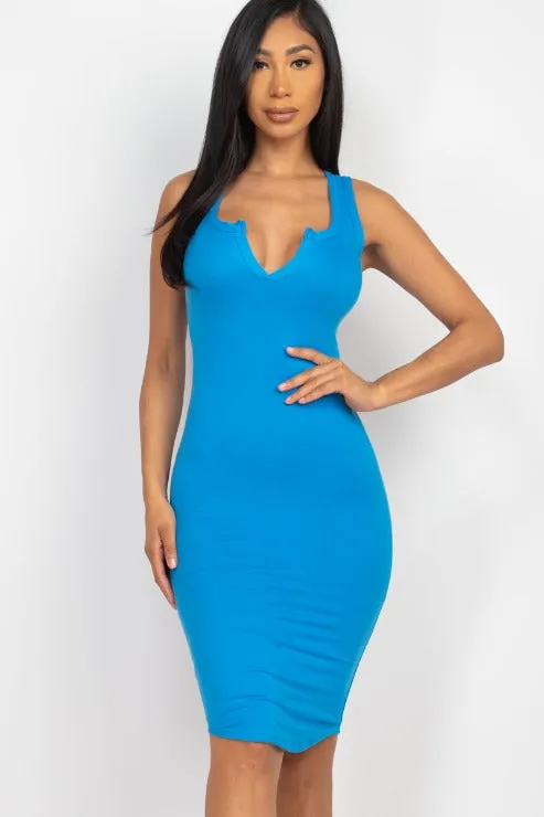 Split Neck Tank Mini Bodycon Dress (CAPELLA)