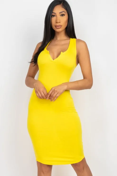 Split Neck Tank Mini Bodycon Dress (CAPELLA)