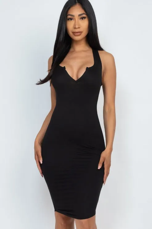 Split Neck Tank Mini Bodycon Dress (CAPELLA)