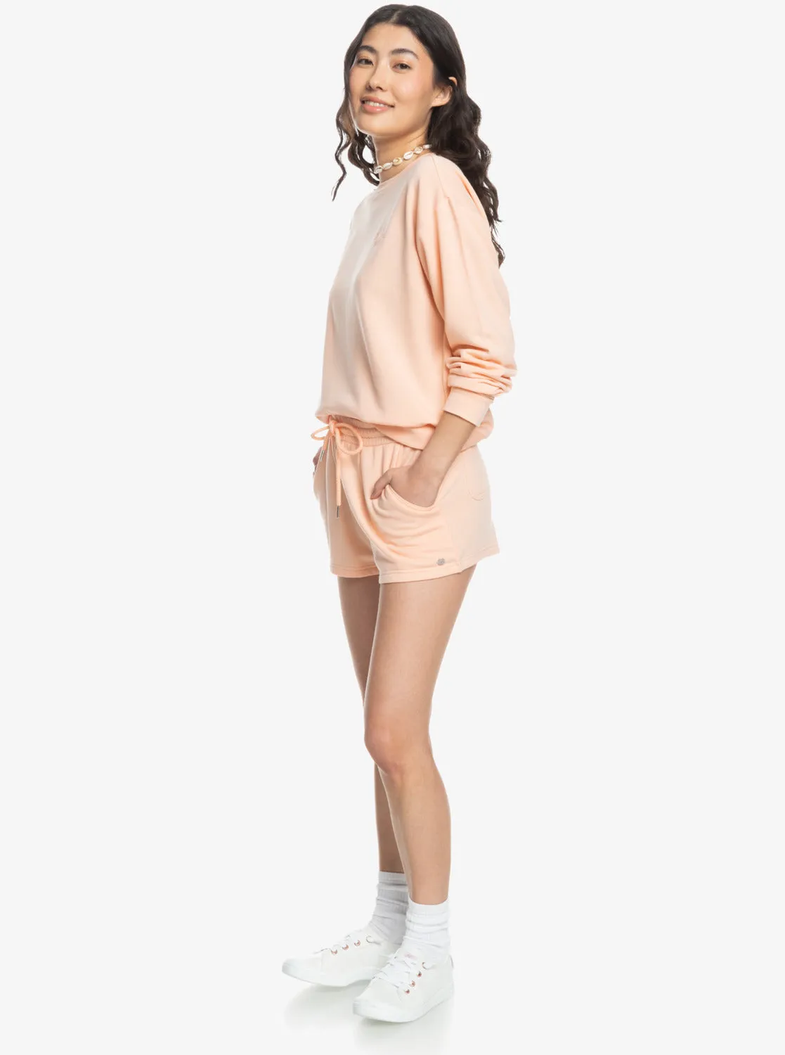 Surfing By Moonlight Elastic Waist Shorts - Peach Parfait