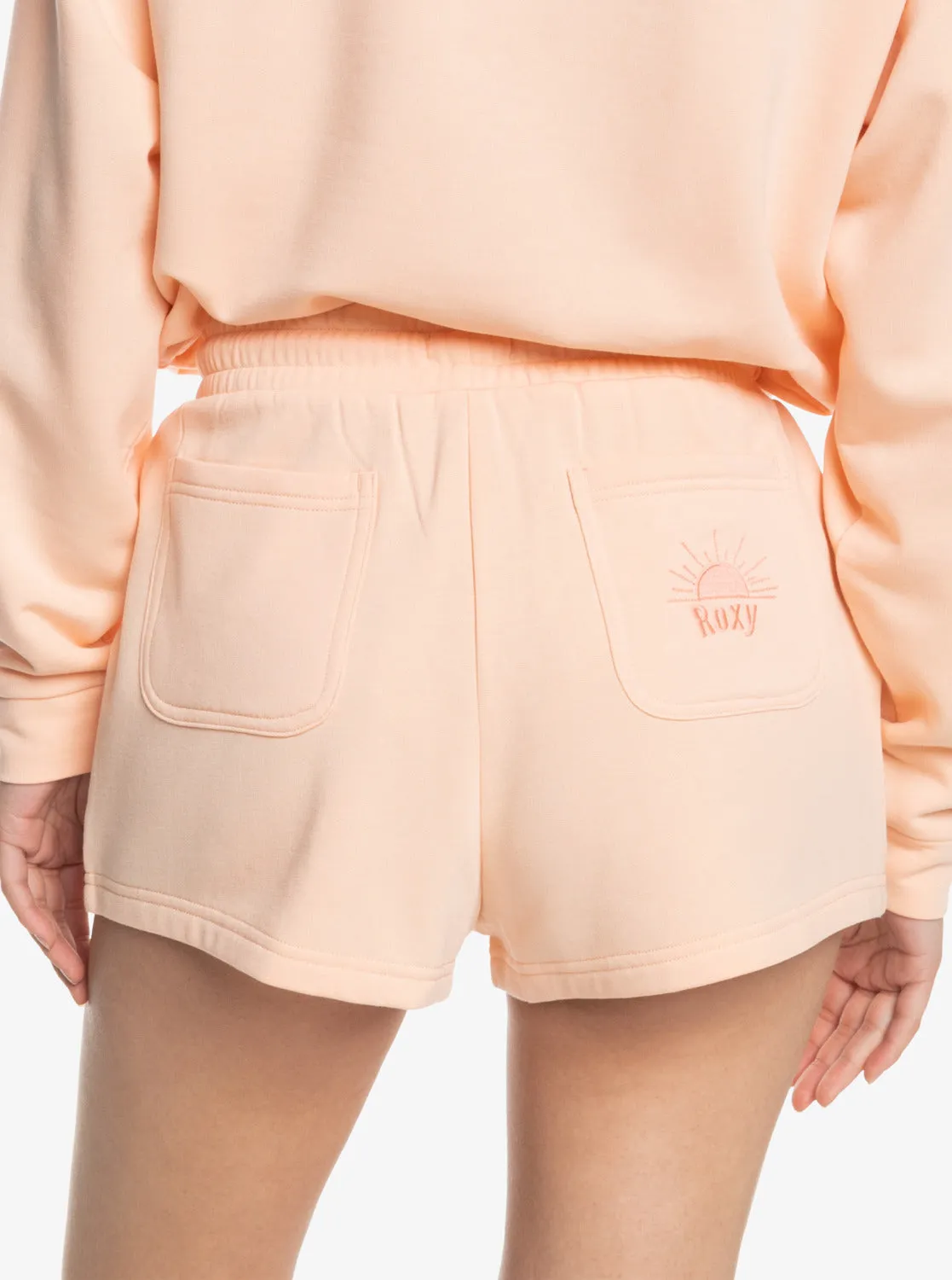 Surfing By Moonlight Elastic Waist Shorts - Peach Parfait