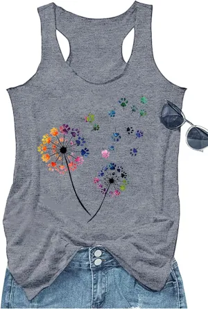 Vintage Mandala Graphic Tank Tops for Women Summer Beach Graphic Loose Tanks Vest USA Flag Vacation Racerback Tank Cami