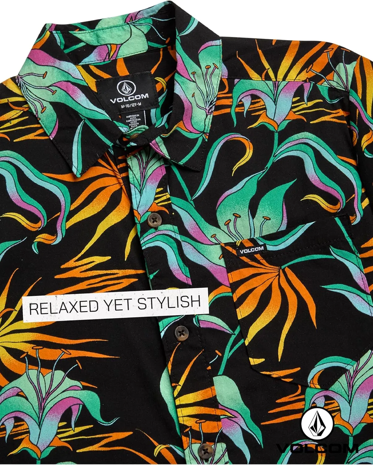 Volcom Boys Button Down Shirt - Casual Woven Cotton Short Sleeve Hawaiian Summer Collared Shirts for Boys (8-16)