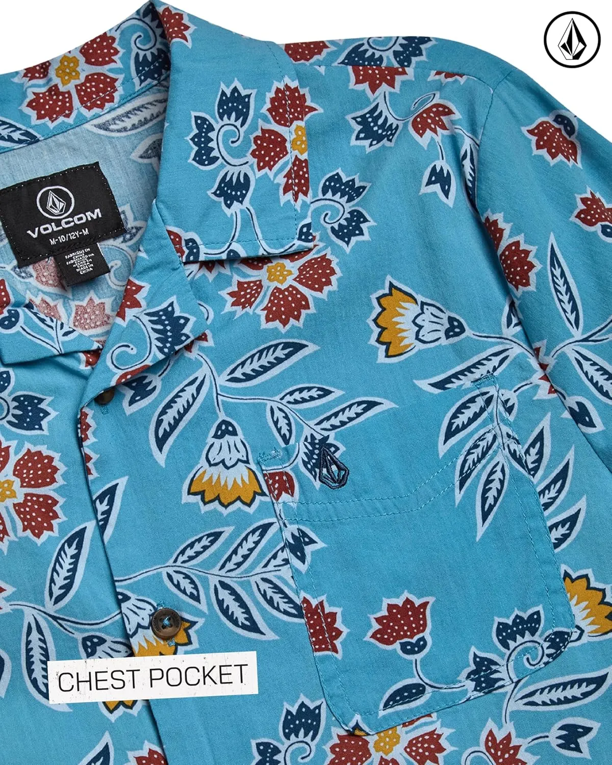Volcom Boys Button Down Shirt - Casual Woven Cotton Short Sleeve Hawaiian Summer Collared Shirts for Boys (8-16)