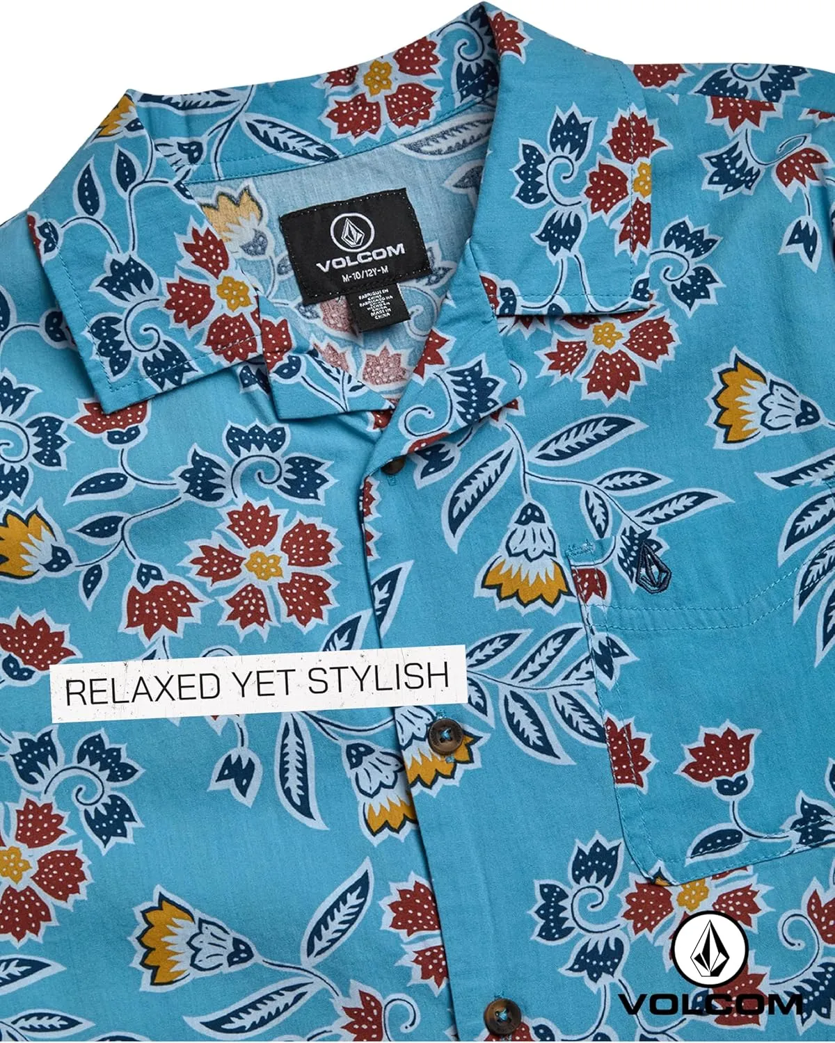 Volcom Boys Button Down Shirt - Casual Woven Cotton Short Sleeve Hawaiian Summer Collared Shirts for Boys (8-16)