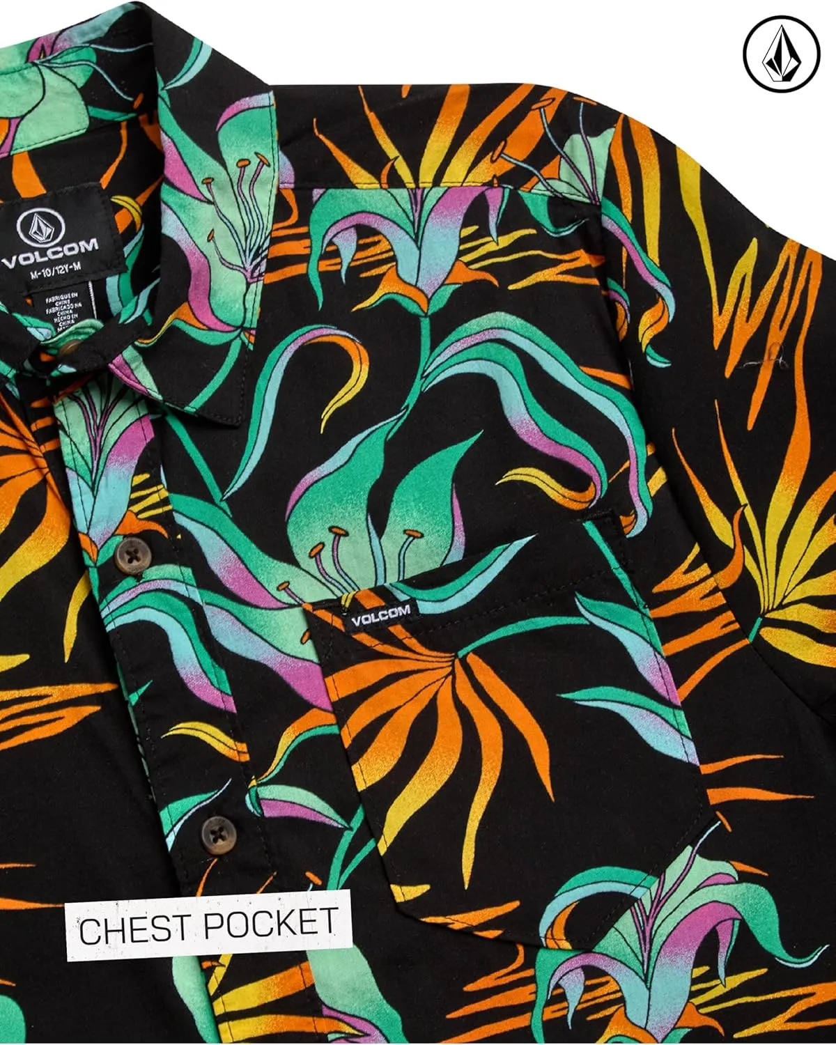 Volcom Boys Button Down Shirt - Casual Woven Cotton Short Sleeve Hawaiian Summer Collared Shirts for Boys (8-16)