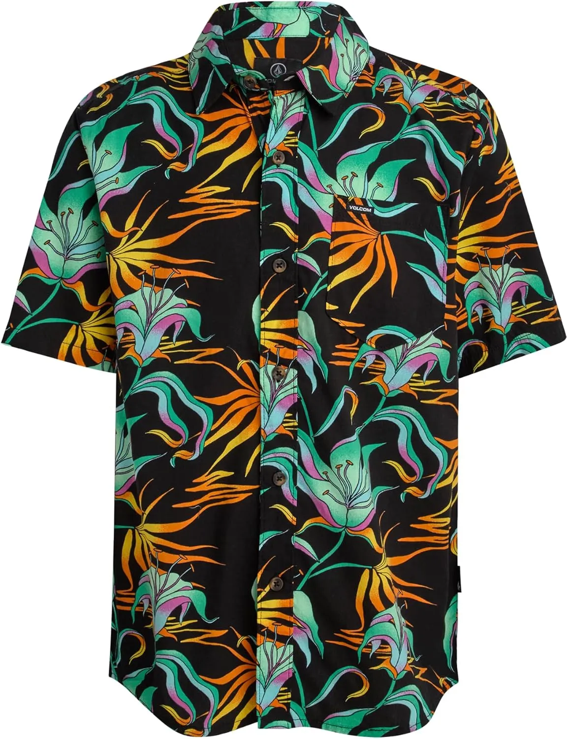 Volcom Boys Button Down Shirt - Casual Woven Cotton Short Sleeve Hawaiian Summer Collared Shirts for Boys (8-16)