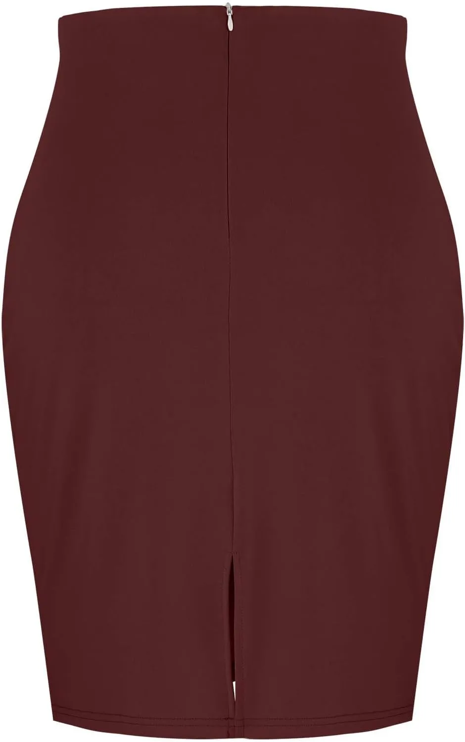 Women's High Waist Tummy Control Pencil Skirts Stretchy Bodycon Tight Short Midi Skirt Below Knee with Back Slit