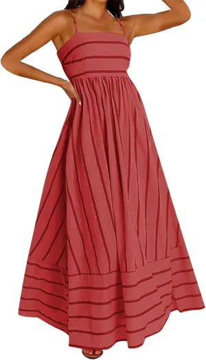 Women's Suspender V Neck Long Patchwork Dress Temperament Off Shoulder Casual Dresses Cute Summer Cute Winter Dresses