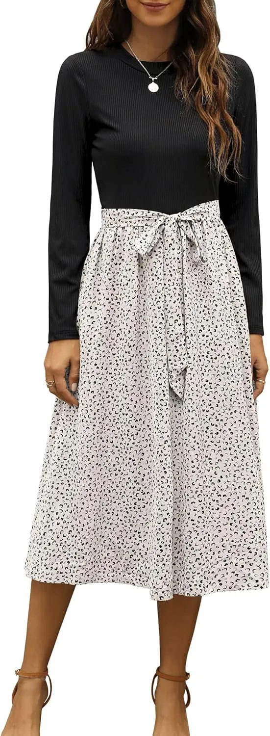 Zattcas Women 2025 Summer Dress Short Sleeve Ribbed Teacher Church Modest Business Casual Work Outfits Midi Dress